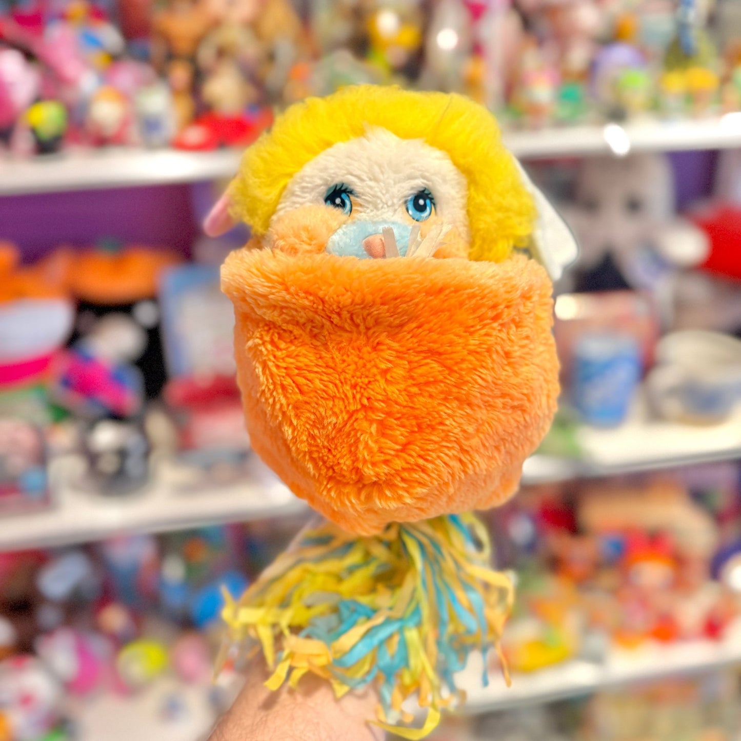 Popples: Cheerleader Pom Pom Puffball - White & Orangr Plush (80s) - PopCultGang