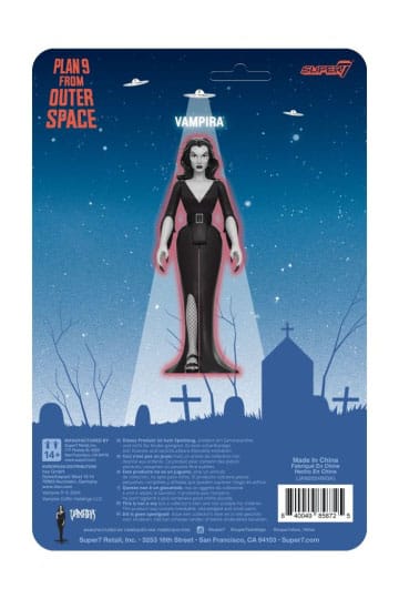 ReAction Figures: Plan 9 From Outer Space Vampira Action Figure Grayscale (Super7) - PopCultGang