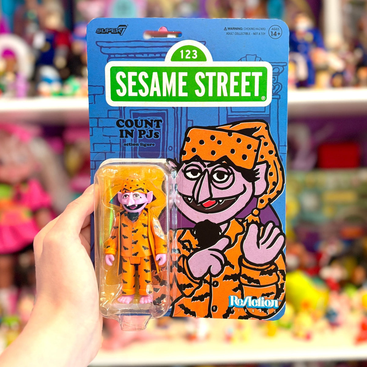 ReAction Figures: Sesame Street: Count Von Count (PJs) Action Figure (Super7) - PopCultGang