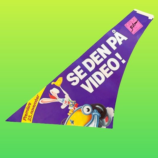 Roger Rabbit Store Display - Huge Sticker VHS Release "Se Den På Video!" (Disney, 80s) - PopCultGang