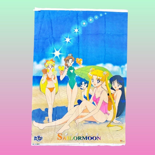Sailor Moon Beach Wall Scroll Poster (Japanese, 90s) - PopCultGang