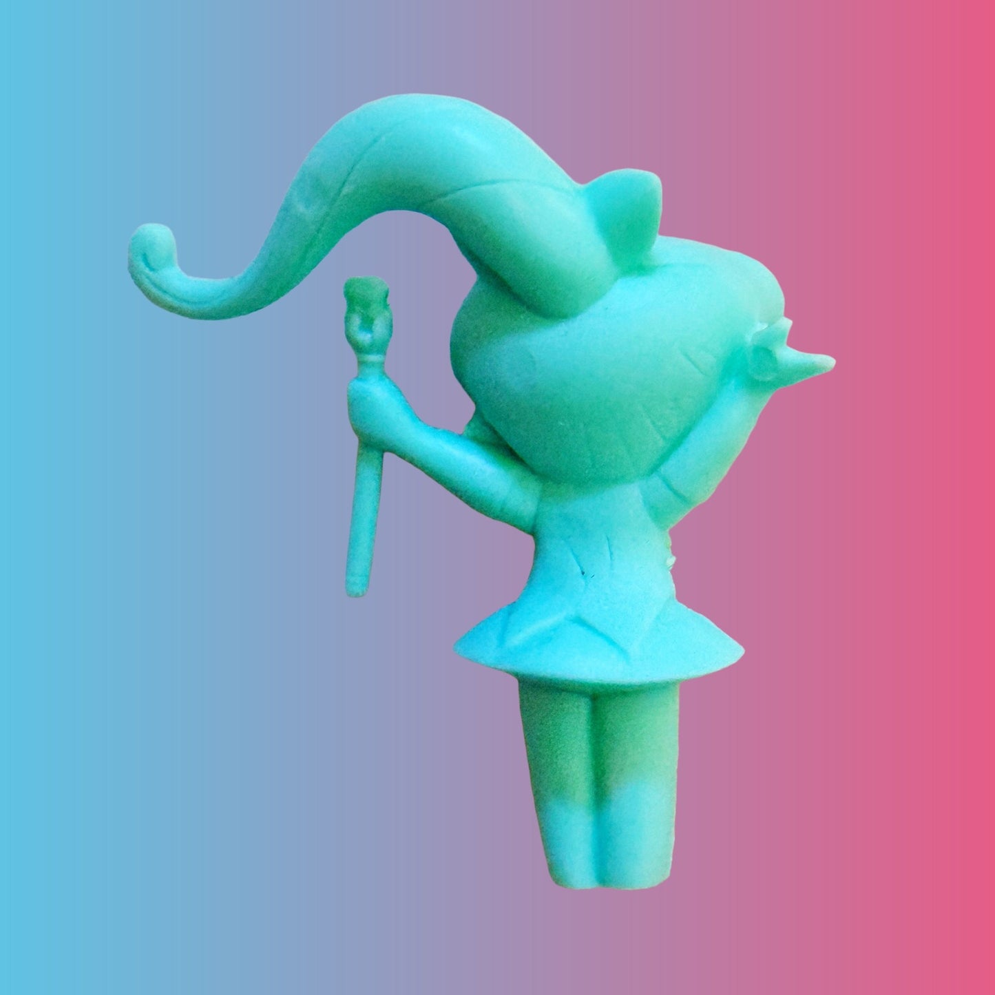 Saint Tail: Haneoka Meimi With Staff - Blue Rubber PVC Keshi Figure (Japan, 90s) - PopCultGang