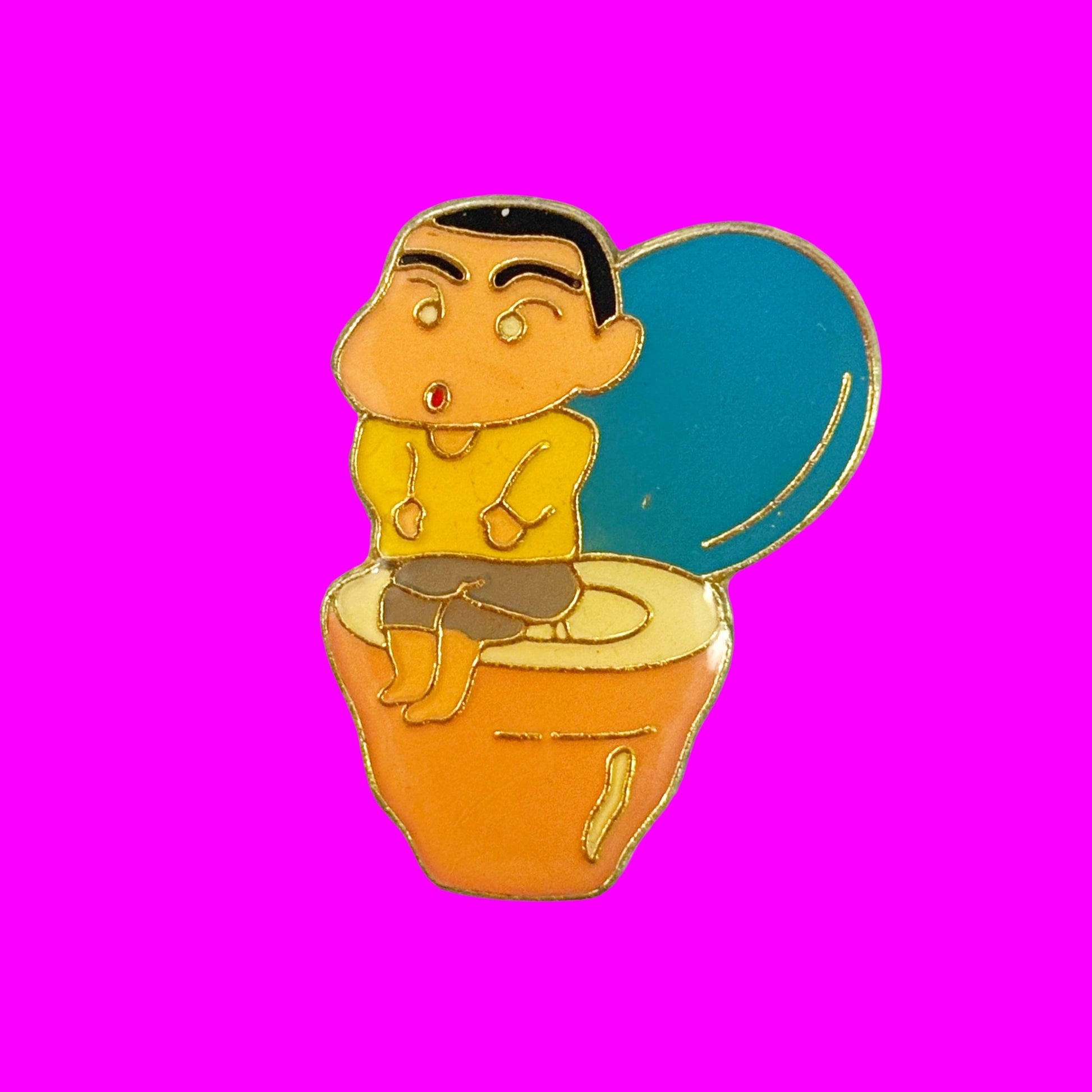 Shin Chan On Toilet Enamel Pin (90s) - PopCultGang