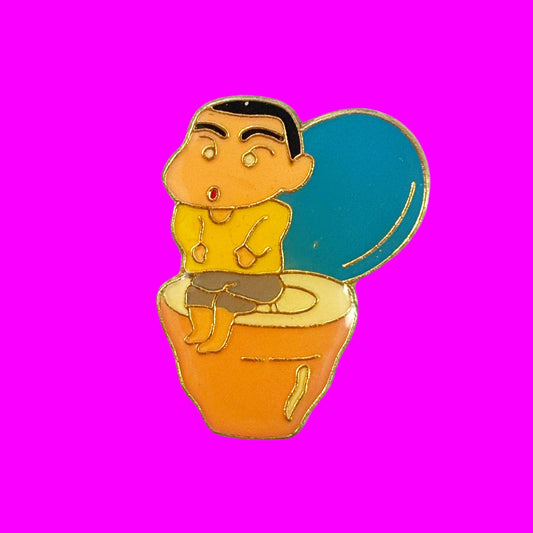 Shin Chan On Toilet Enamel Pin (90s) - PopCultGang