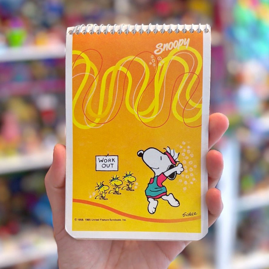 Snoopy & Woodstock: Athletic Aerobics Spiral Memo Pad Notepad (Butterfly Originals, 80s) - PopCultGang