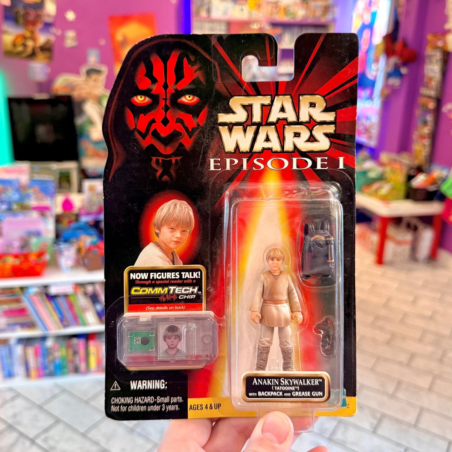 Star Wars: Episode I - Anakin Skywalker Tatooine + CommTech Chip Action Figure (MOC, 1999) - PopCultGang