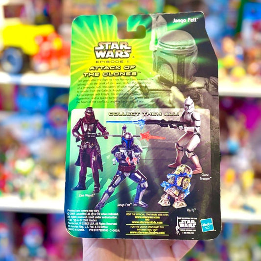 Star Wars: Episode II - Attack of the Clones "Sneak Preview" Jango Fett Figure (Power of The Jedi, NIB, 2002) - PopCultGang