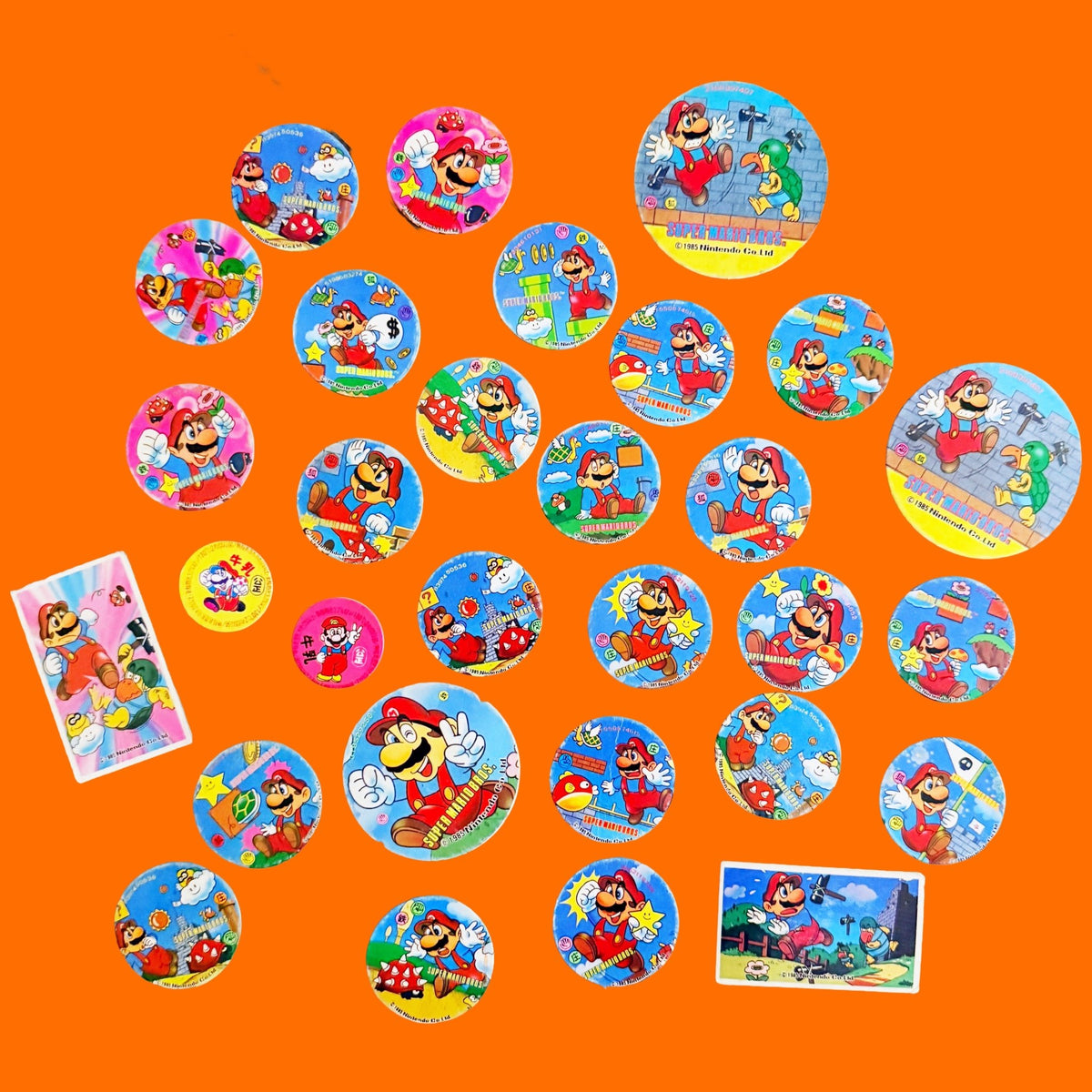 Super Mario Bros. Menko Cards Lot - 30 Pog/Caps (Nintendo, 80s ...