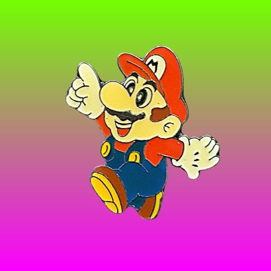 Super Mario Running And Pointing Enamel Pin (Nintendo, 1993) - PopCultGang