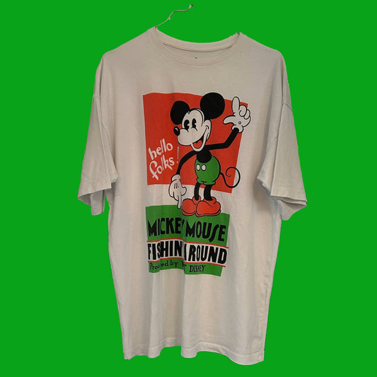 T-Shirt: Mickey Mouse Fishing Round - PopCultGang