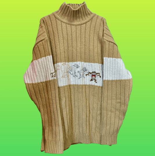 Taz The Tasmanian Devil Turtleneck Sweater Shirt (Looney Tunes, 90s) - PopCultGang