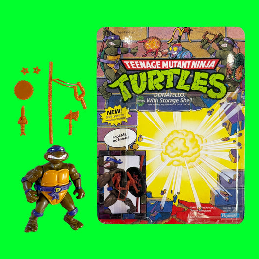 Teenage Mutant Ninja Turtles: Donnatello With Storage Shell Action Figure (w. card, 90s) - PopCultGang