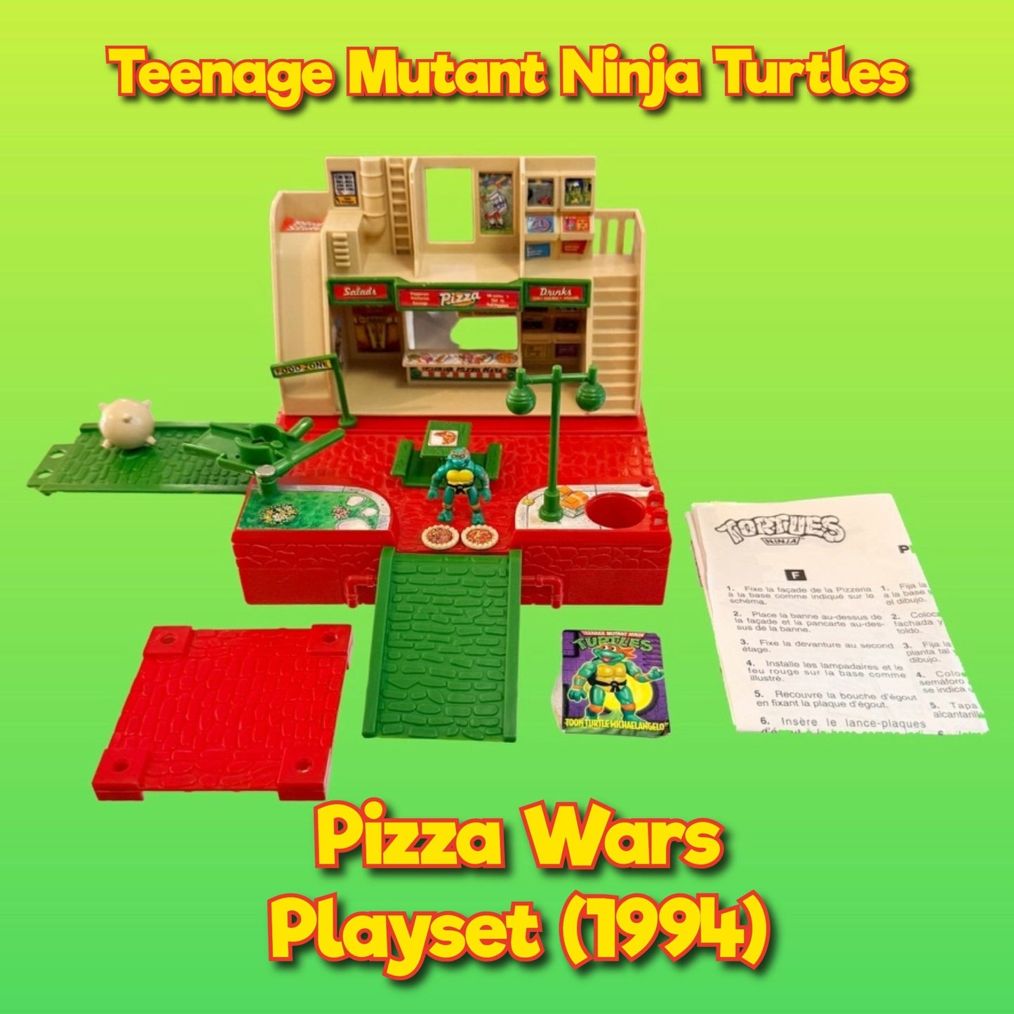 Teenage Mutant Ninja Turtles: Mini Mutants Bodacious Battlesets - Pizza Wars Playset (Playmates, 1994) - PopCultGang