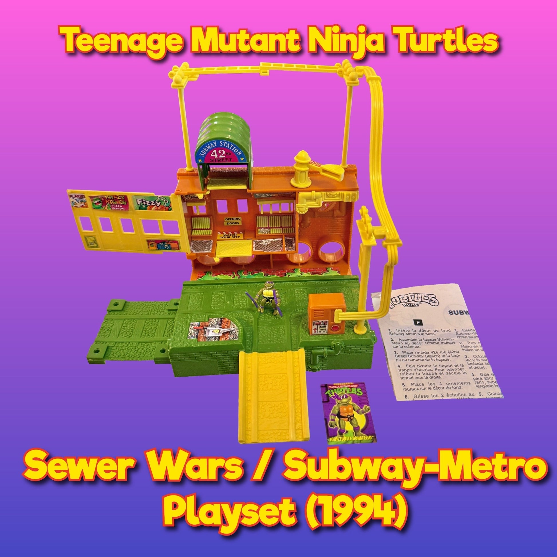 Teenage Mutant Ninja Turtles: Mini Mutants Bodacious Battlesets - Sewer Wars / Subway Metro Playset (Playmates, 1994) - PopCultGang