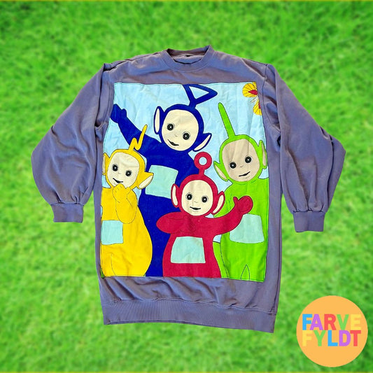 Teletubbies - Upcycled Purple Sweatshirt (FARVEFYLDT x POPCULTGANG) - PopCultGang