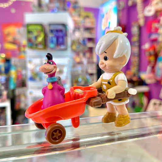 The Flintstones: Bamm - Bamm And Dino In Wheelbarrow Wind - Up Toy (1993) - PopCultGang