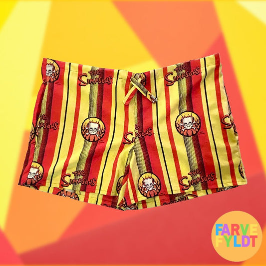 The Simpsons: Bart Simpson Flaming Skulls - Upcycled Yellow & Red Shorts (FARVEFYLDT x POPCULTGANG) - PopCultGang