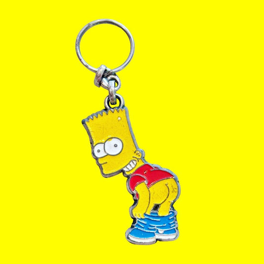 The Simpsons: Bart Simpson Mooning - Metal Keychain (90s) - PopCultGang