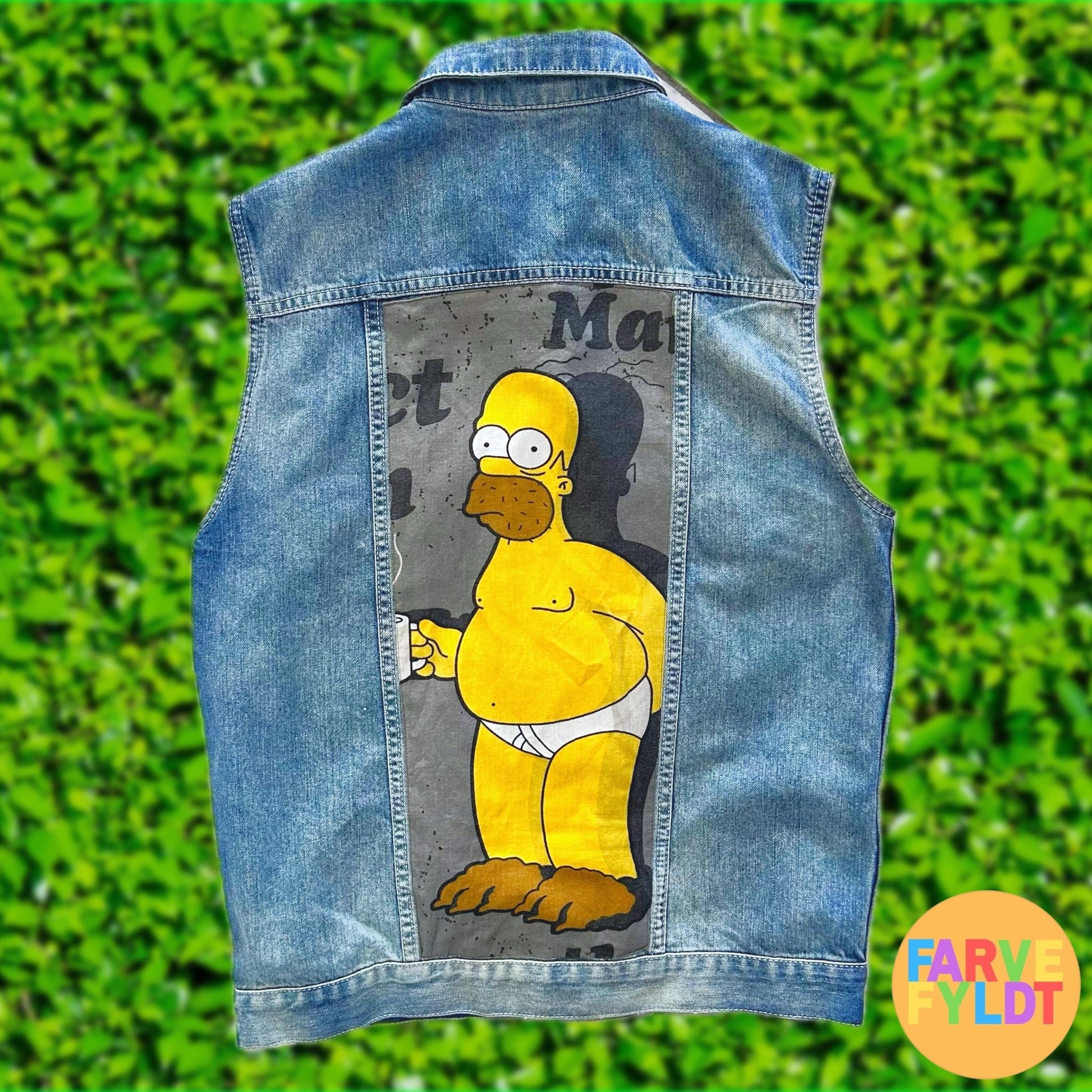 The Simpsons: Homer Simpson In Underwear - Upcycled Denim Vest (FARVEFYLDT x POPCULTGANG) - PopCultGang
