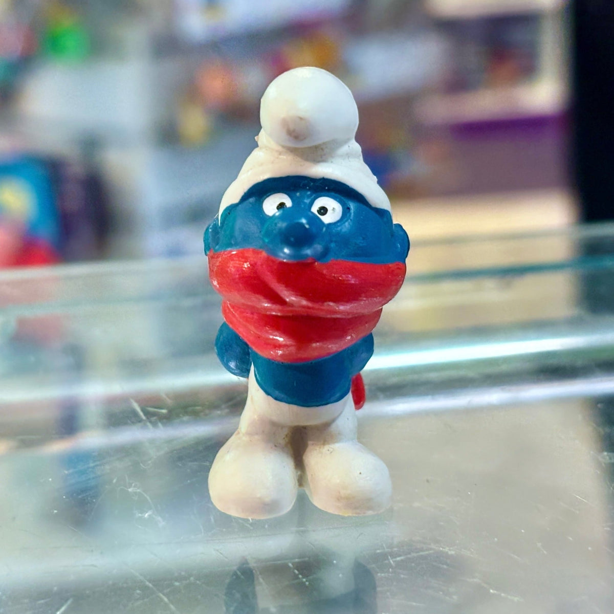 The Smurfs: Shiver Smurf Red Scarf PVC Figure #20004 (Peyo, 1969) - PopCultGang
