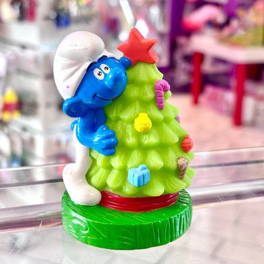 The Smurfs: Smurf Hugging Christmas Tree PVC Figure (90s) - PopCultGang