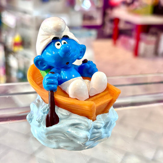 The Smurfs: Smurf In Rowing Boat PVC Figure (90s) - PopCultGang