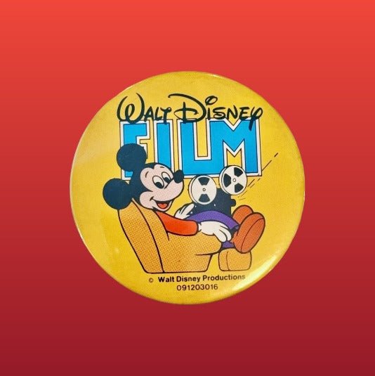 Walt Disney Film: Mickey Mouse Yellow Pin Button Badge (80s) - PopCultGang