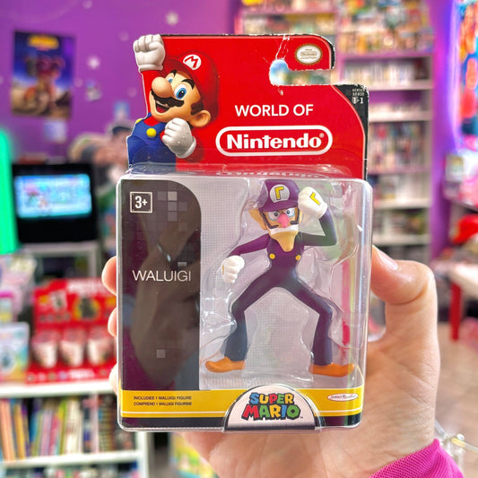 World of Nintendo: Waluigi 6cm Collectible Figurine (Series 1 - 1, Jakks, 2016) - PopCultGang